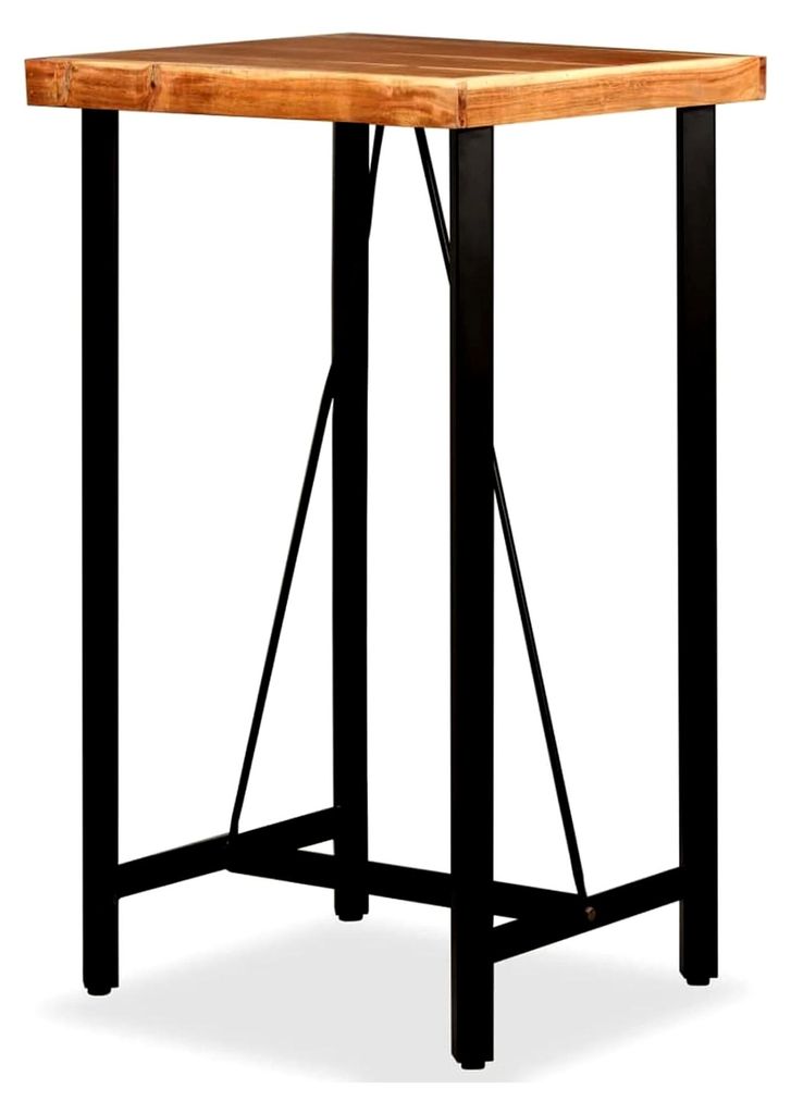 Industrieller Stehtisch aus Akazienholz und Stahl | 60x60x107 cm | Bar-Tisch für Küche und Esszimmer