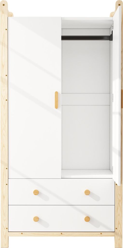 Flieks Kleiderschrank mit Stange und 2 Schubladen, 2-türige Produktbild 