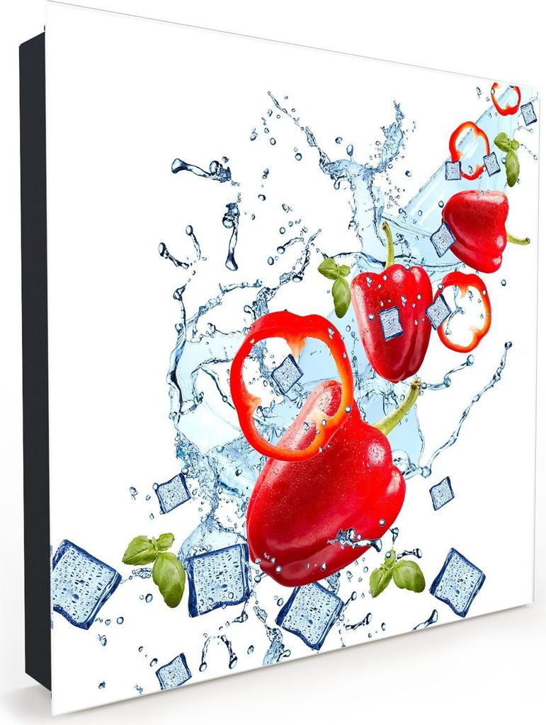 Nachbildung-Schlüsselkasten, Magnetpinnwand und Memoboard mit Glasfront Motiv Paptrika auf Wasserwelle