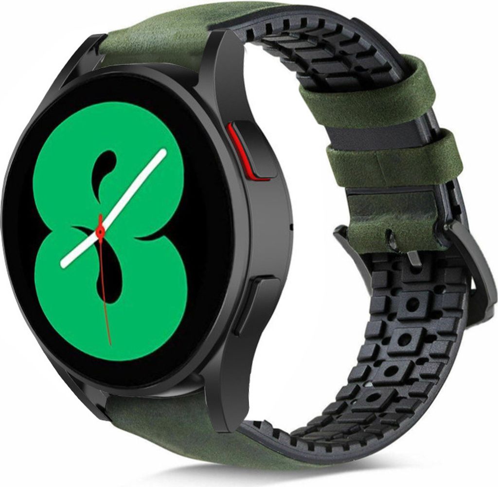 Strap-it Samsung Galaxy Watch 4 40mm Silikon-Lederarmband (Grün)