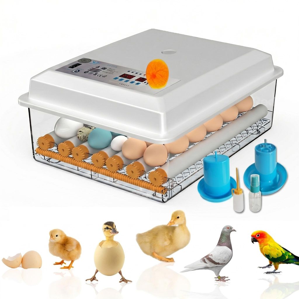 36 Eier Brutmaschine Vollautomatisch, Brutapparat Eier Inkubator mit LED Light Feuchtigkeits Temperaturanzeige Hatcher Maschine für Hühnergans En...