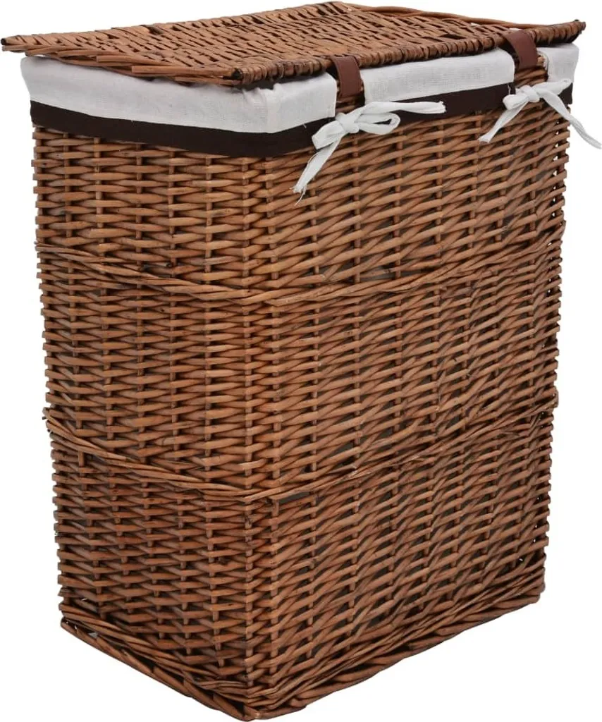 Panier à linge vidaXL Willow brun - Tressage résistant et durable - 4