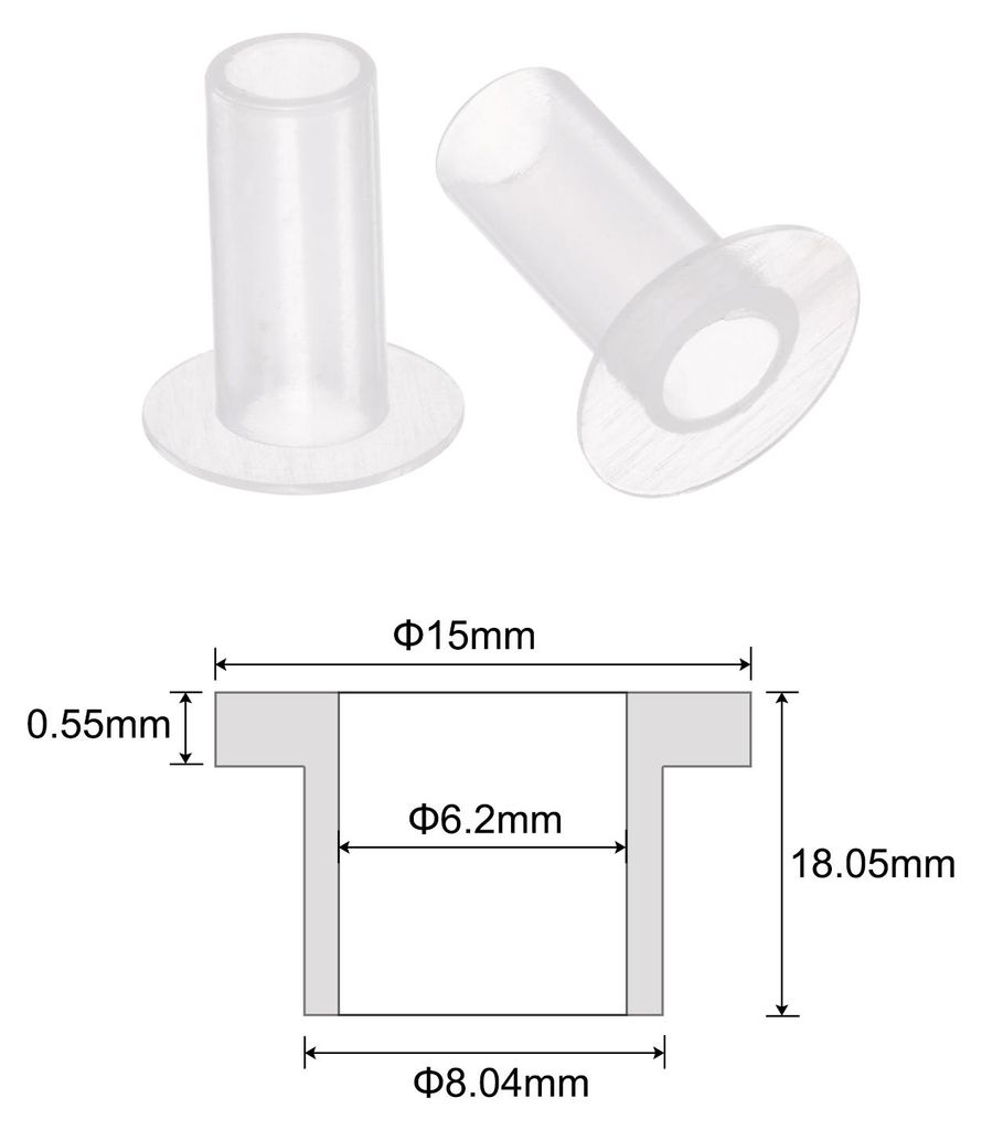 12 Stš¹ck Flanschgleitlager Kunststoffbuchsen 6,2 mm Bohrung x 8,04 mm Au?endurchmesser x 18,05 mm L?nge Nylonbuchsen, wei?