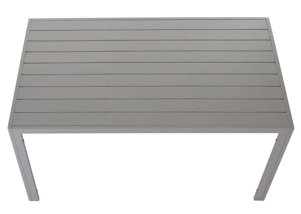 Table d'extérieur résistante aux intempéries en aluminium gris clair