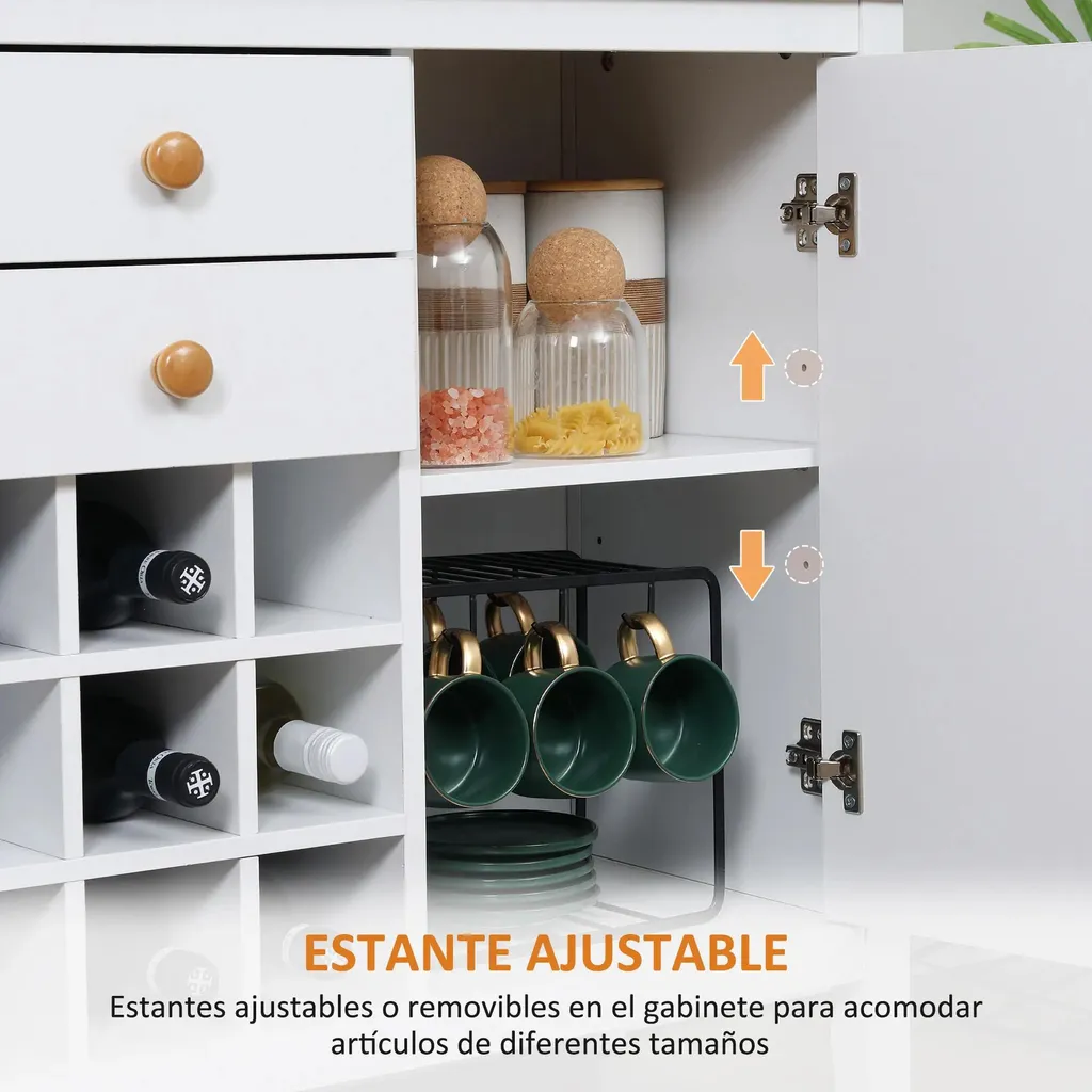 Meuble de cuisine bas blanc avec range-bouteilles et tiroirs polyvalents - 5
