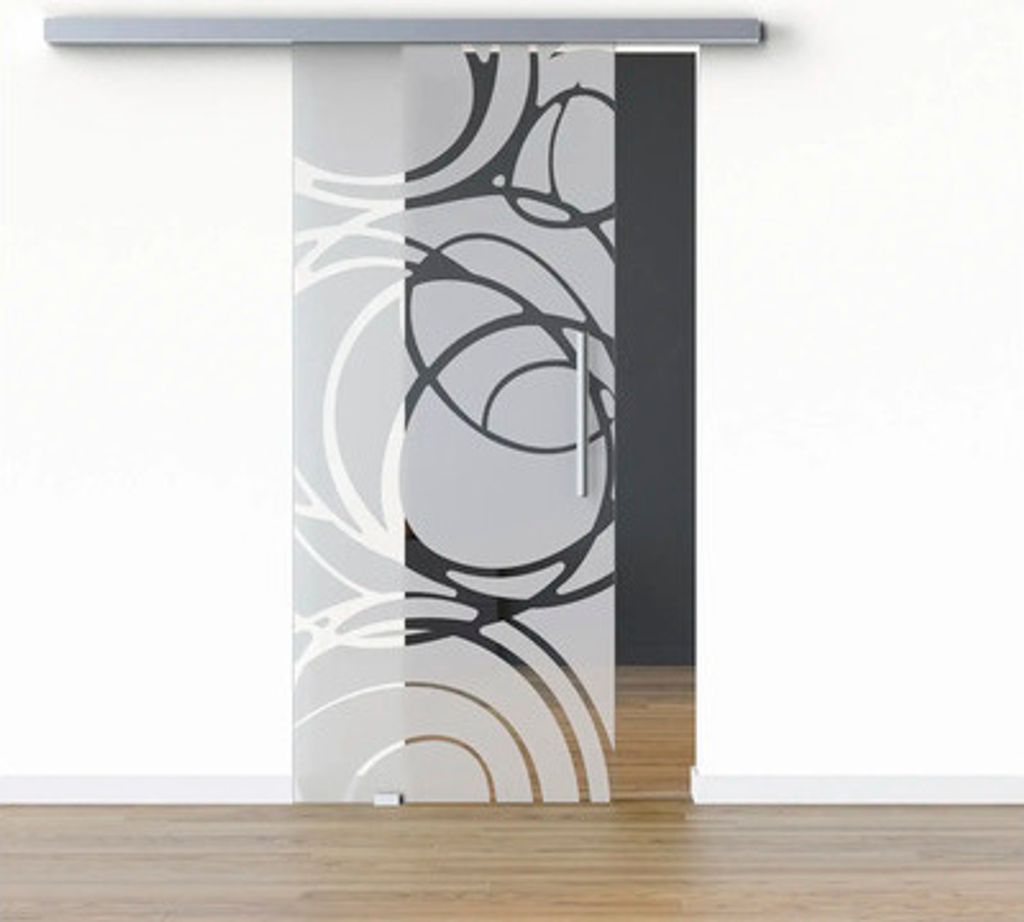 Pertura Glasschiebetür Komplettset Glera Mystic 02 775x2050 mm Links inkl.Beschlag Selir Aluminium Edelstahloptik,Stangengriff