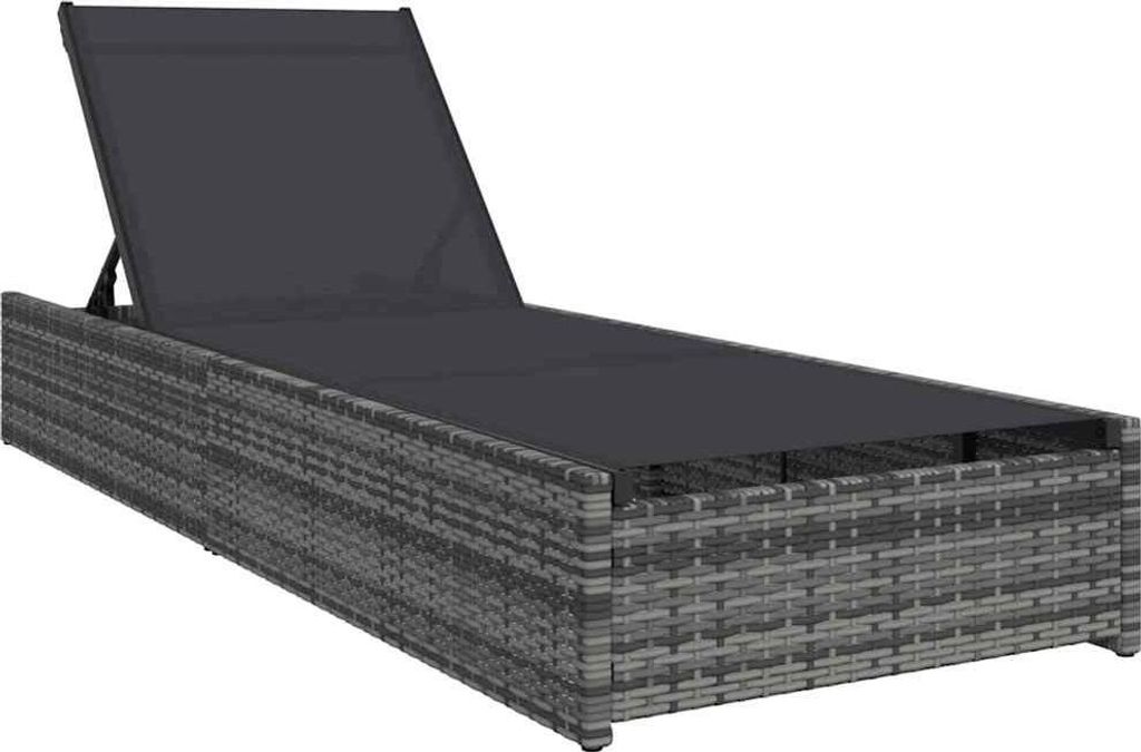 Sonnenliege mit Kissen Grau 60 x 200 x 27cm Poly-Rattan