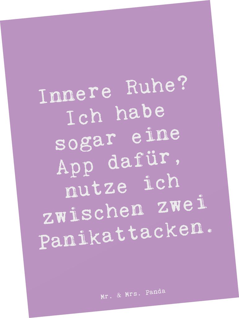 Mr. & Mrs. Panda Postkarte Spruch Innere Ruhe - Lavendeltraum - Geschenk, Postkarten, Gelassenheit, Entspannung, Grußkarte, Ironie des modernen Le...