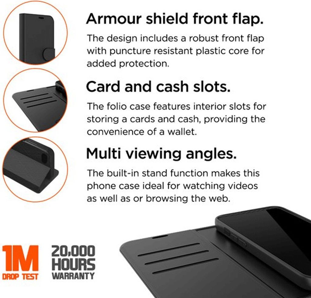EIGER Flip Wallet Schutz-Hülle für Xiaomi Redmi 13c, schwarz Flipcase Handy Schutz