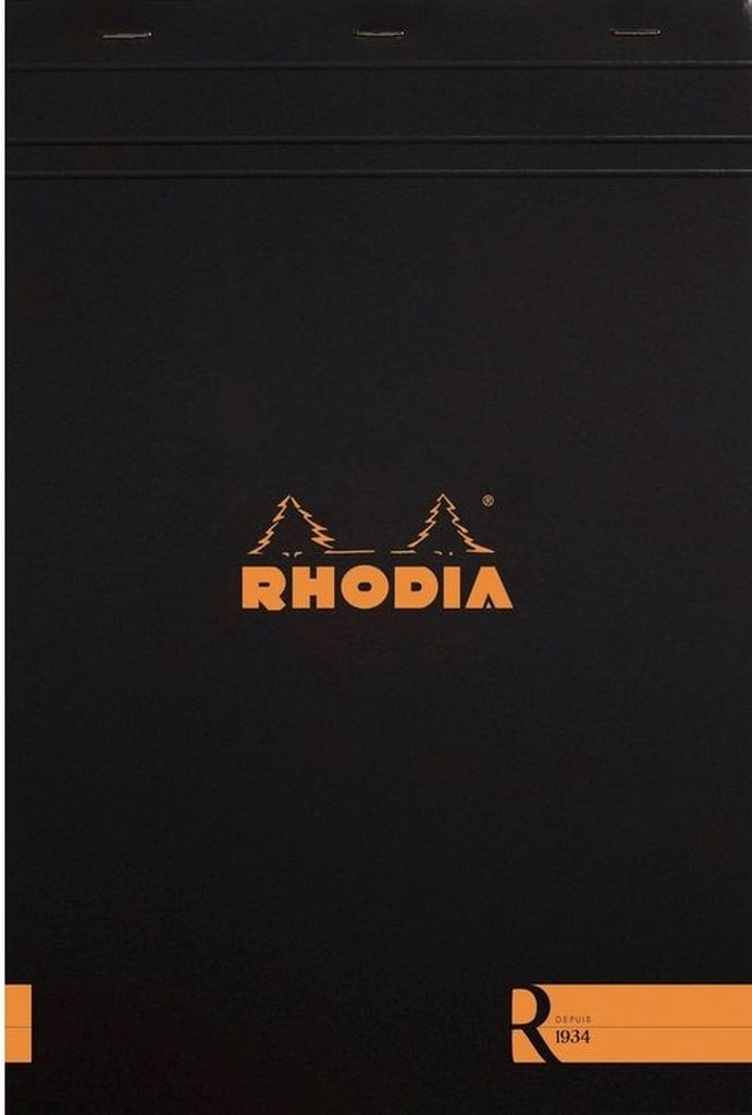 Rhodia 5x Block geheftet A4+ 21x31,8cm 80 Blätter liniert 80g - Schwarz 196009C