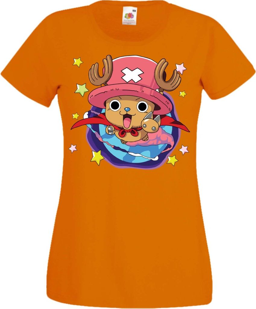 Damen T-Shirt Manga Anime One Manga Piece Anime Tony Tony Chopper, Lady 2XL / Orange