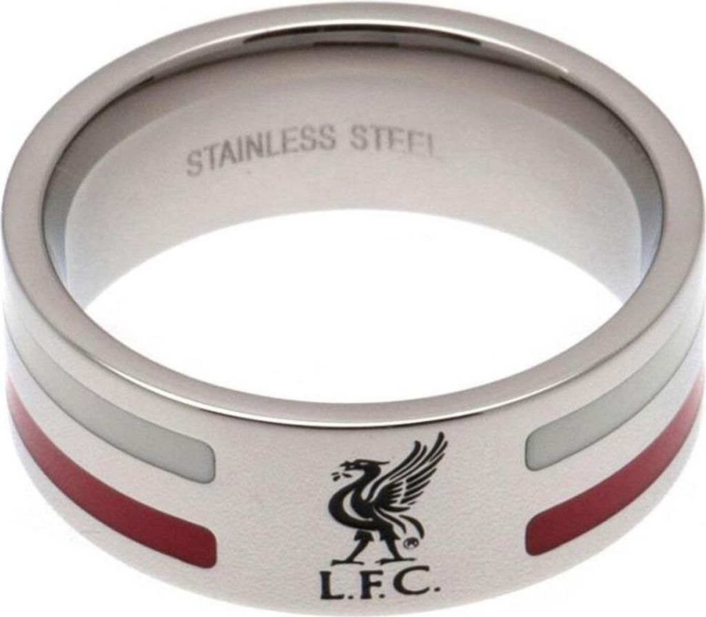 Liverpool FC Farbstreifen Ring TA1672 (Large) (Silber/Rot/Weiß)