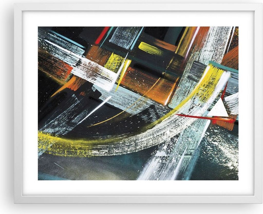 Gerahmtes Poster - Weißer Rahmen - Abstraktion Graffiti Bunt - 50x40 cm - Wand Bild - Wanddeko - Wandbilder - Kunstposter - Wandposter - Bilderrah...