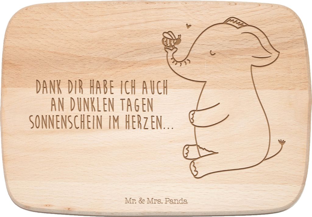Mr. & Mrs. Panda Schneidebrett Elefant Biene - Transparent - Geschenk, Holzbrett, Frühstücksbrett, vesperbrett, Hochzeitsgeschenk, Heiratsantrag,...