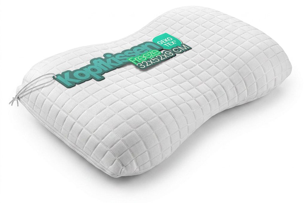 Memory Schaum Kopfkissen Freeze 32x52 x cm, Kühlendes Visco Kissen , Atmungsaktives Nackenkissen mit Kühl Effekt, Allergikerfreundlicher - abnehm...