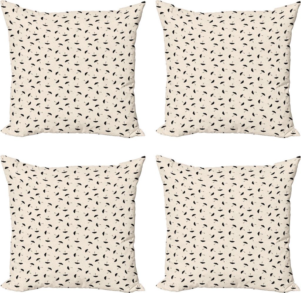 ABAKUHAUS Regen Kissenbezug Set (4 Stück), Gestrichelte Linie Droplets, Moderner Doppelseitiger Digitaldruck, 50 cm x 50 cm, Schwarz, Grau und Beige