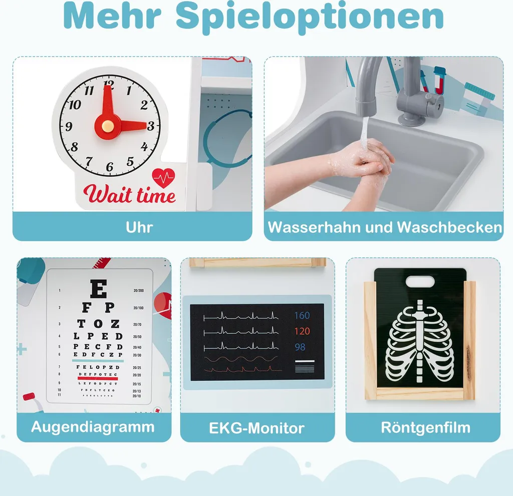 Jeu de Docteur Enfant Bleu : Station Médicale Interactive 24 Accessoires - 5