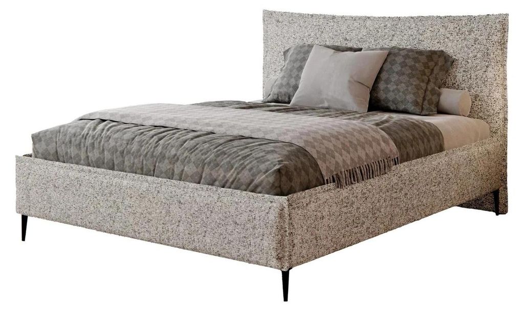 Polsterbett MIKOTTI 180x200 Kaltbeige Webstoff mit Bettkasten & Lattenrost