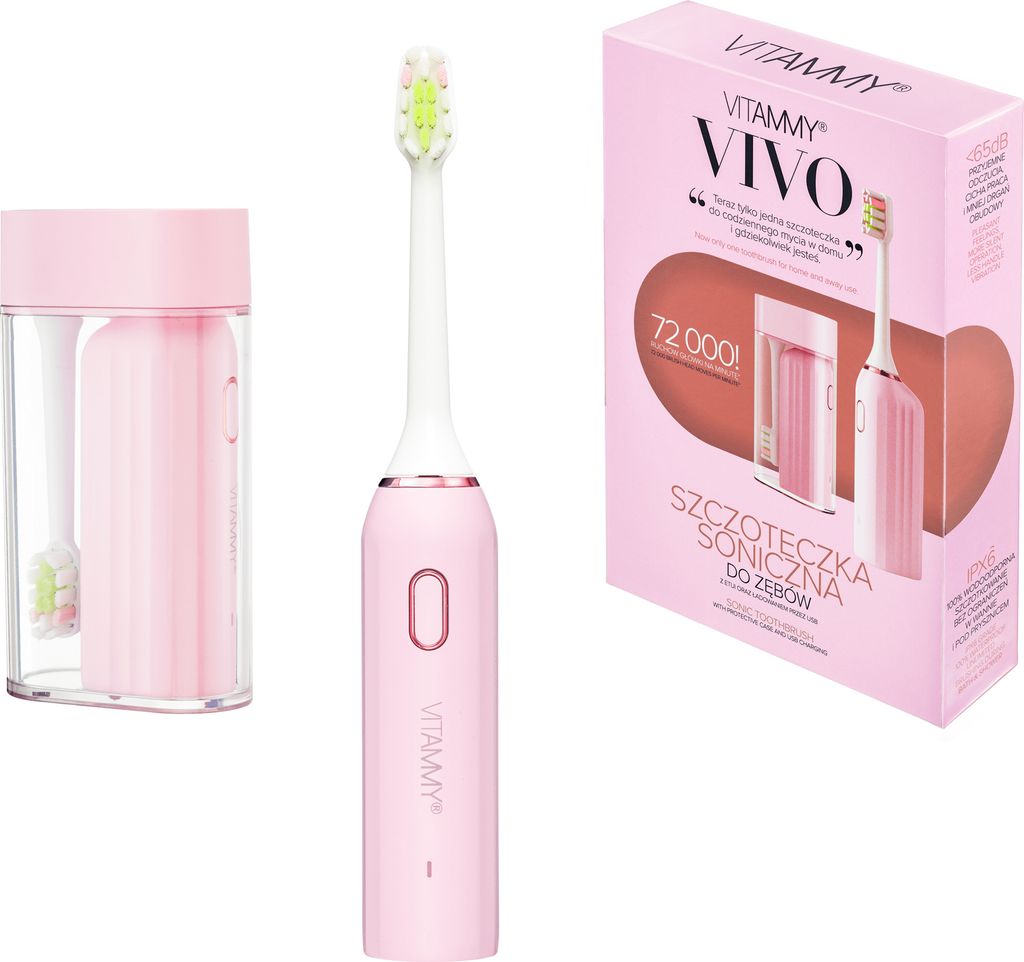 VITAMMY VIVO Pink Schallzahnbürste mit Etui, pink