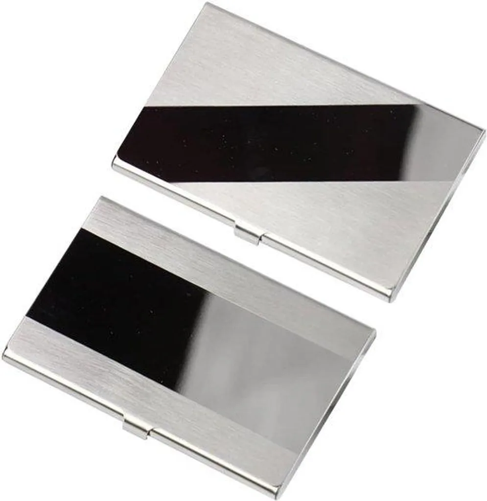 Étui de carte bancaire en inox lot de 2 - Portefeuille rigide argenté