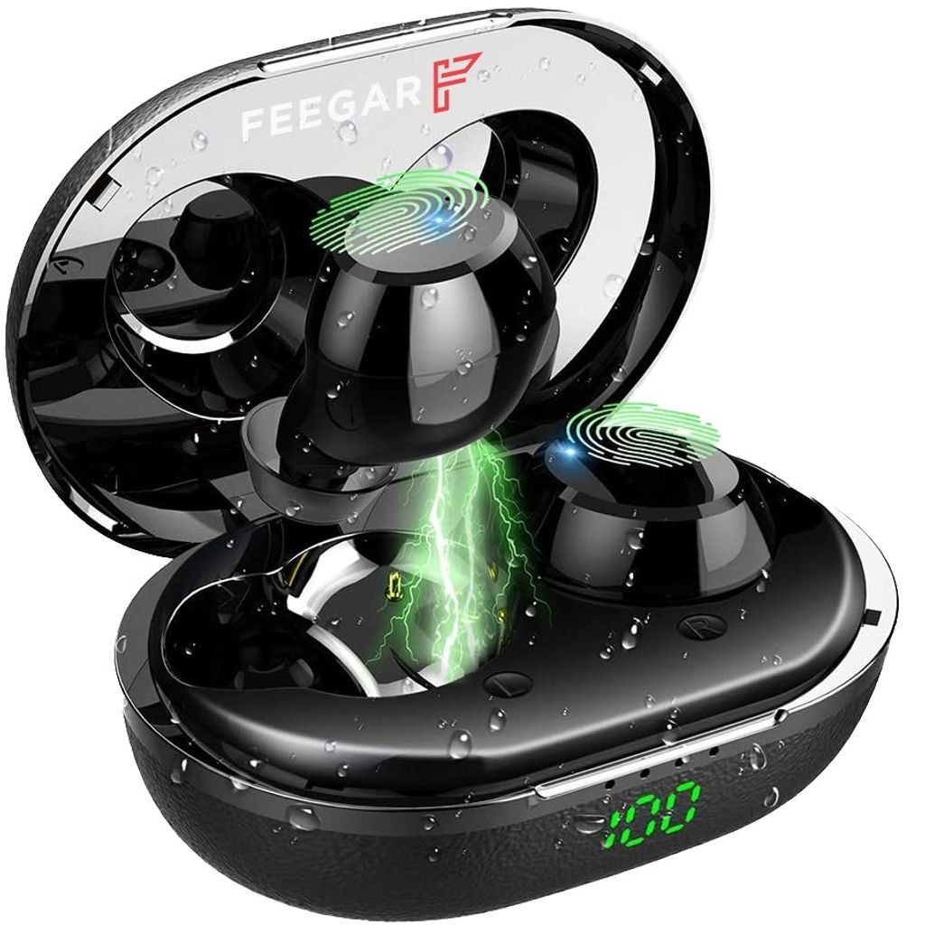 Feegar AIR100 PRO Wireless Kopfhörer Bluetooth TWS Drahtlos Earphone BT 5.0 IPX5 BT Ladestationskapazität: 500 mAh Akkukapazität des Kopfhörers...