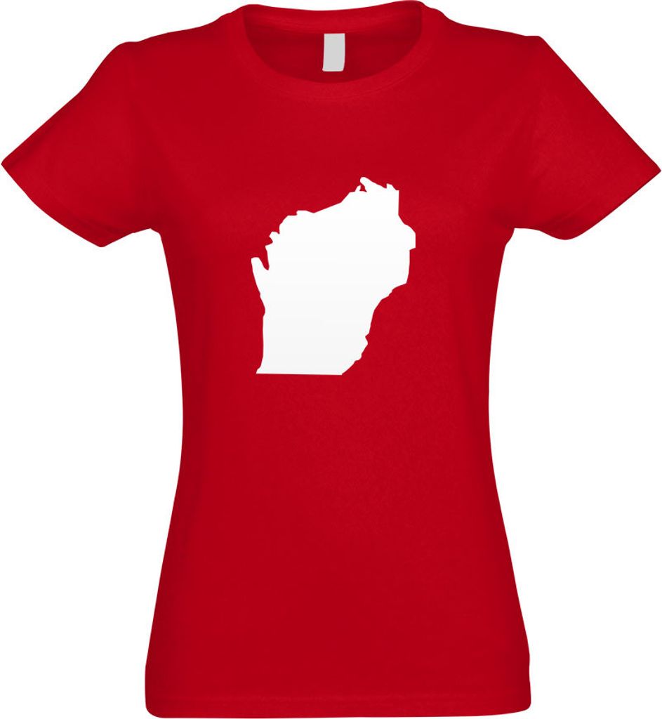 Kiwistar - T-Shirt tailliert - Damen - rot - USA - Bundesstaat - Wisconsin - mit Motiv Bedruckt - Funshirt Design - Sport - Freizeit - Damen - L