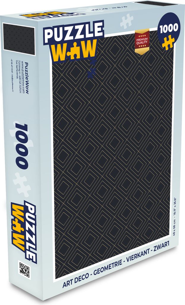 MuchoWow Puzzle 1000 Teile Art Deco - Geometrie - Quadratisch - Schwarz - Spielzeug - Alt und Jung - Spiele - Puzzeln