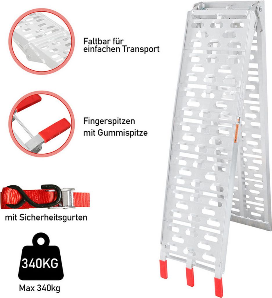 Jiubiaz Auffahrrampe Verladerampe Rampe Verladeschiene Auto Laderampe für Motorrad, Anhänger bis 340kg