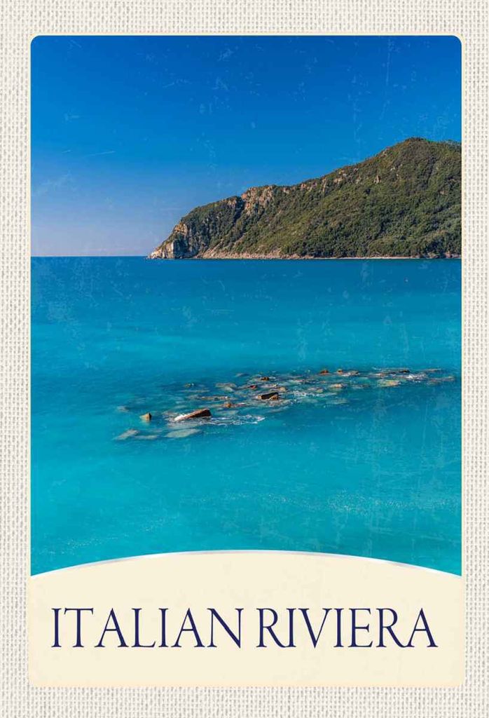 vianmo Holzschild 30x20 cm Italien Riviera Strand blau Meer Bildmotiv Reisemotiv Abenteuer Reisen