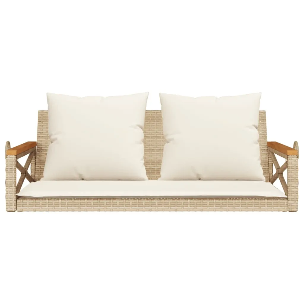 Banc suspendu pour balcon et jardin en polyrotin beige relaxant
