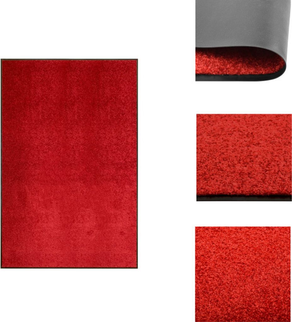 vidaXL Fußmatte Waschbar Rot 120x180 cm - Fußmatten