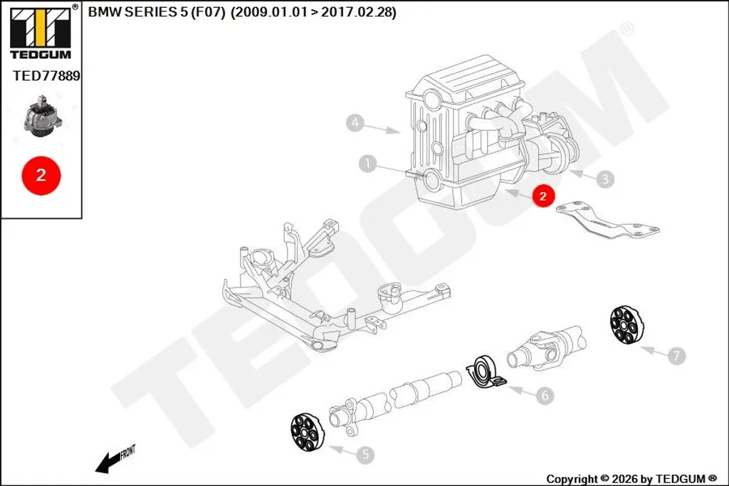 Éliminez les vibrations BMW F11 avec le support moteur gauche TED77889