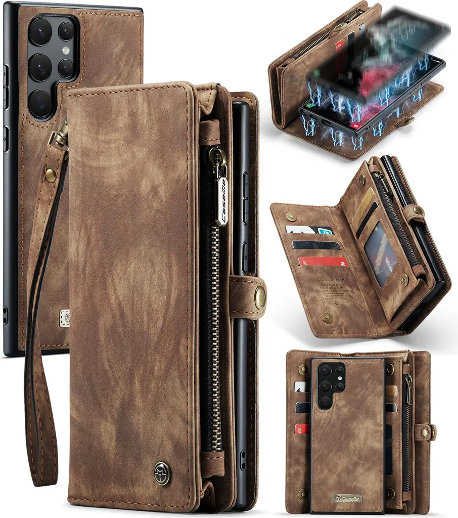 Portafoglio e Cover Samsung S22 Ultra 5G Marrone Vintage Multifunzione