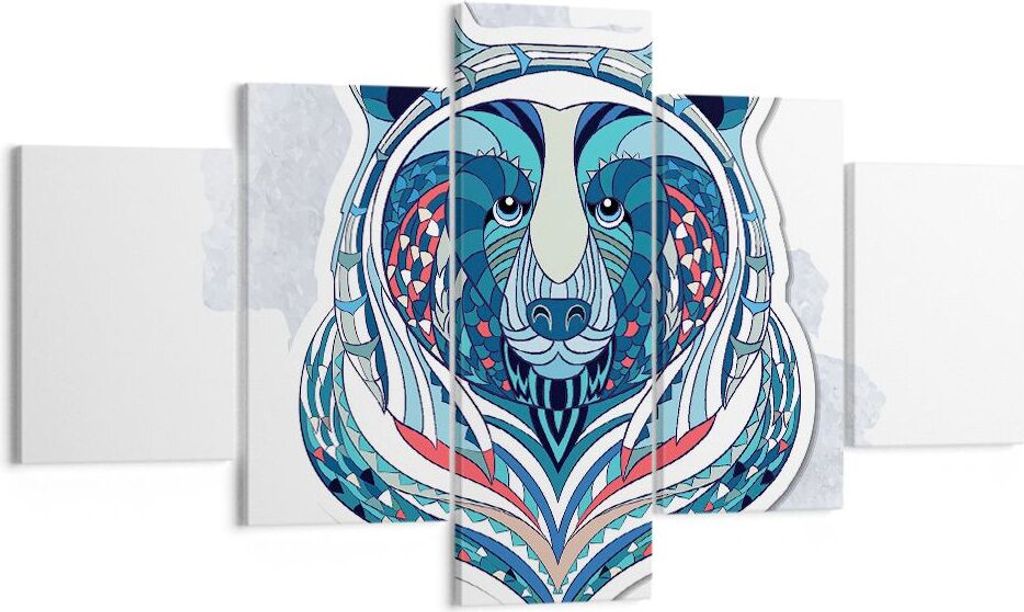 Bild auf Leinwand - Leinwandbild - Bär Illustration Traum blumig - 125x70cm - Wand Bild - Wanddeko - Leinwanddruck - Bilder - Kunstdruck - Wanddek...