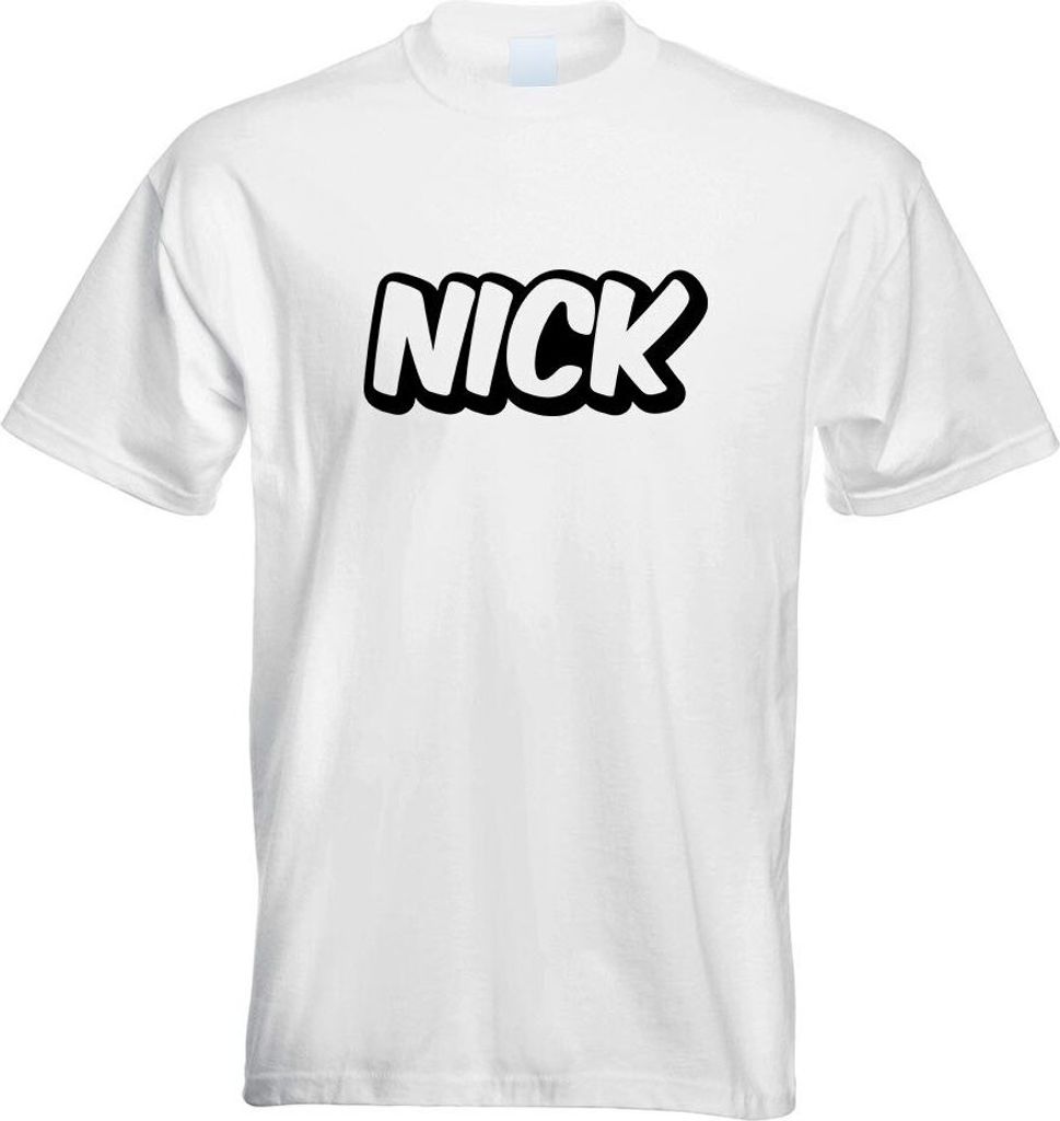 Kiwistar - T-Shirt - Weiss - Nick Vorname Jungen Motiv Bedruckt Funshirt Design Print - mit Motiv Bedruckt - Funshirt Design - Sport - Freizeit - H...