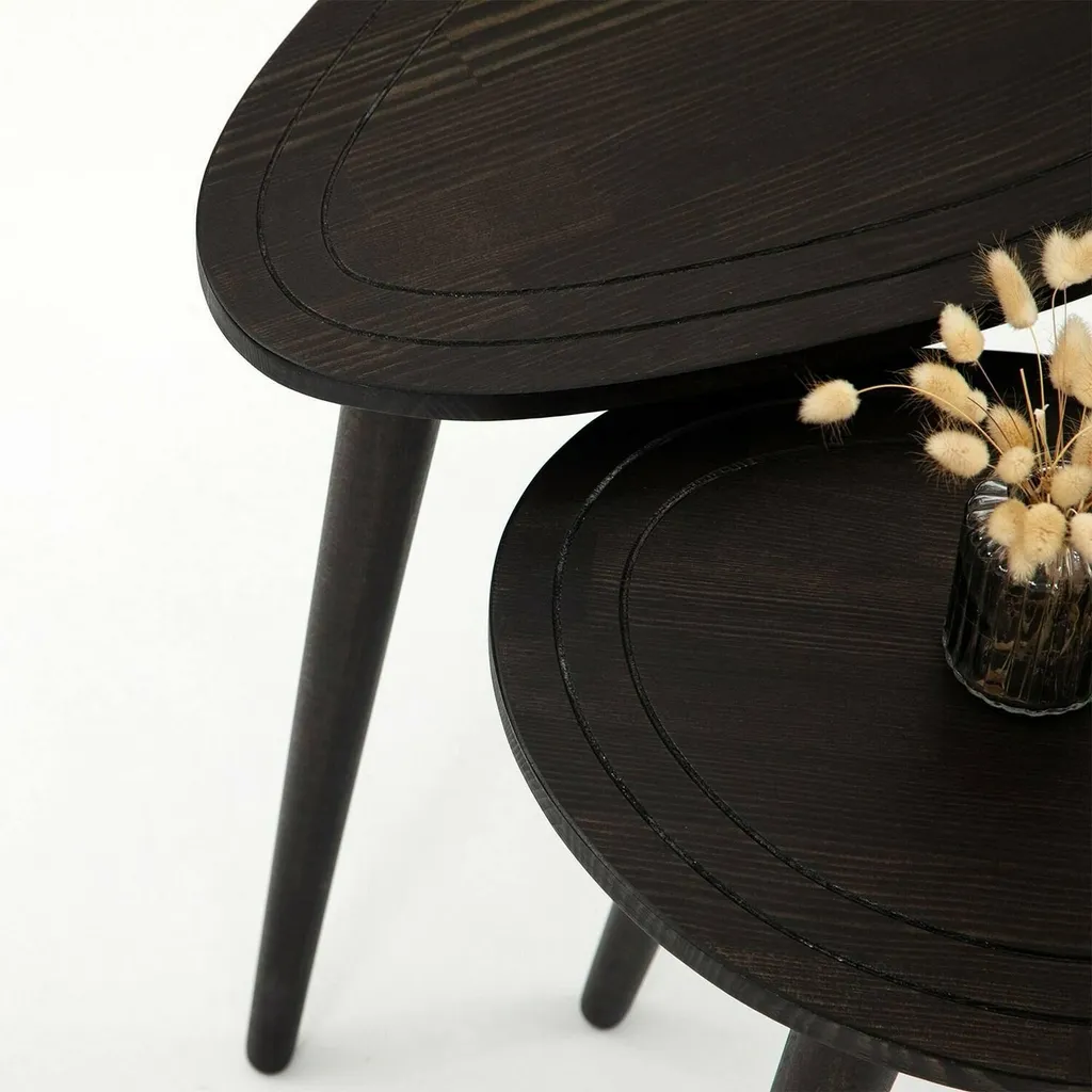 Table basse anthracite Janequeo compacte et ovale de 50x33x52h cm Noir - 7