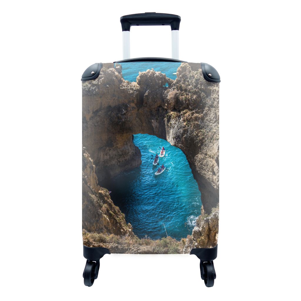 MuchoWow Koffer Handgepäck Trolley Rollkoffer Kleine Reisekoffer mit 4 Rollen - Höhlen - Portugal - Sommer - Cabin Size < 55x40x23 cm & 55x40x2...