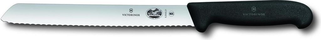 A Victorinox bread knife is shown against a white background.