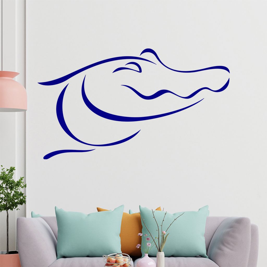 Krokodil Linien Wandtattoo in 6 Größen - Wandaufkleber Wall Sticker - Dekoration, Küche, Wohnzimmer, Schlafzimmer, Badezimmer