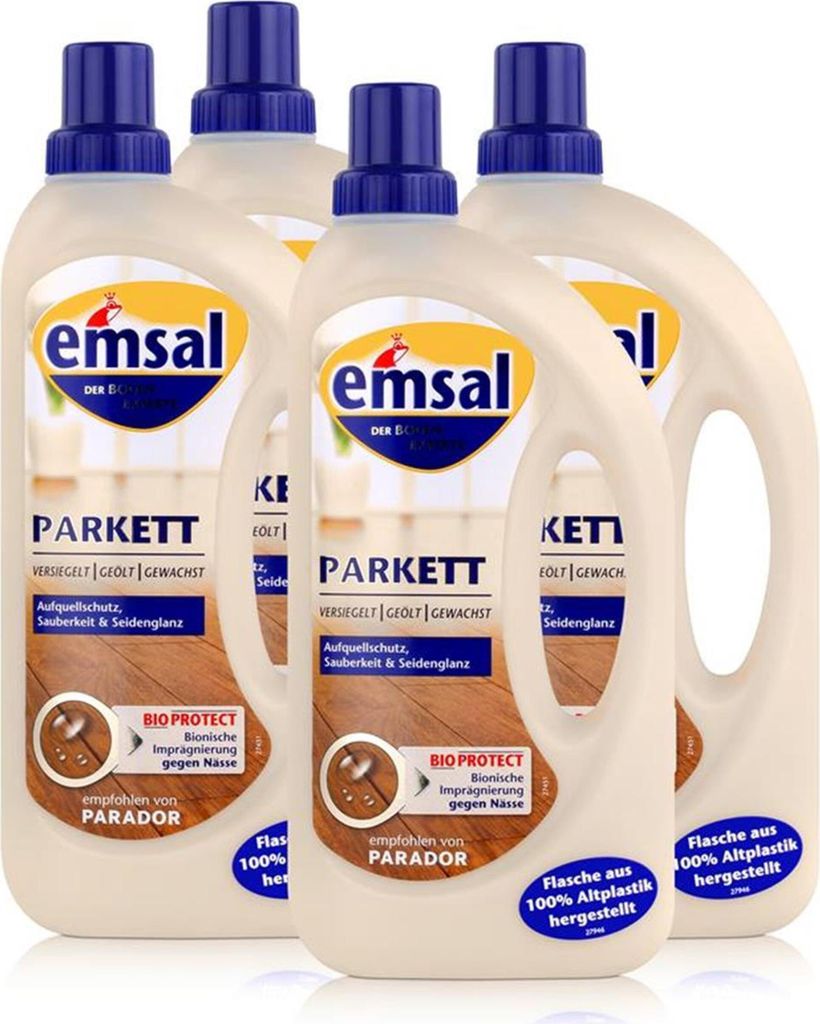 emsal Boden-Pflege Parkett 1 Liter mit Bioprotect Imprägnierung (4er Pack)
