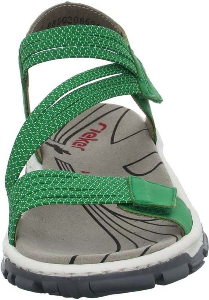Rieker Sandales Compensées Femme 619 X 1 – Cuir Synthétique Vert Menthe, Confort Et Style Estival