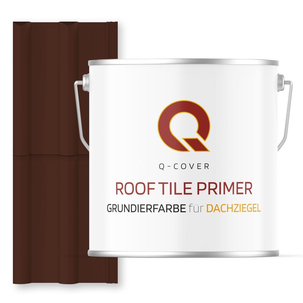 Grundierfarbe für Dachziegel Mahagonibraun RAL 8016 5 L | wetterfeste Dachbeschichtung | für Ziegel, Beton, Eternit | UV-beständig | Q-COVER