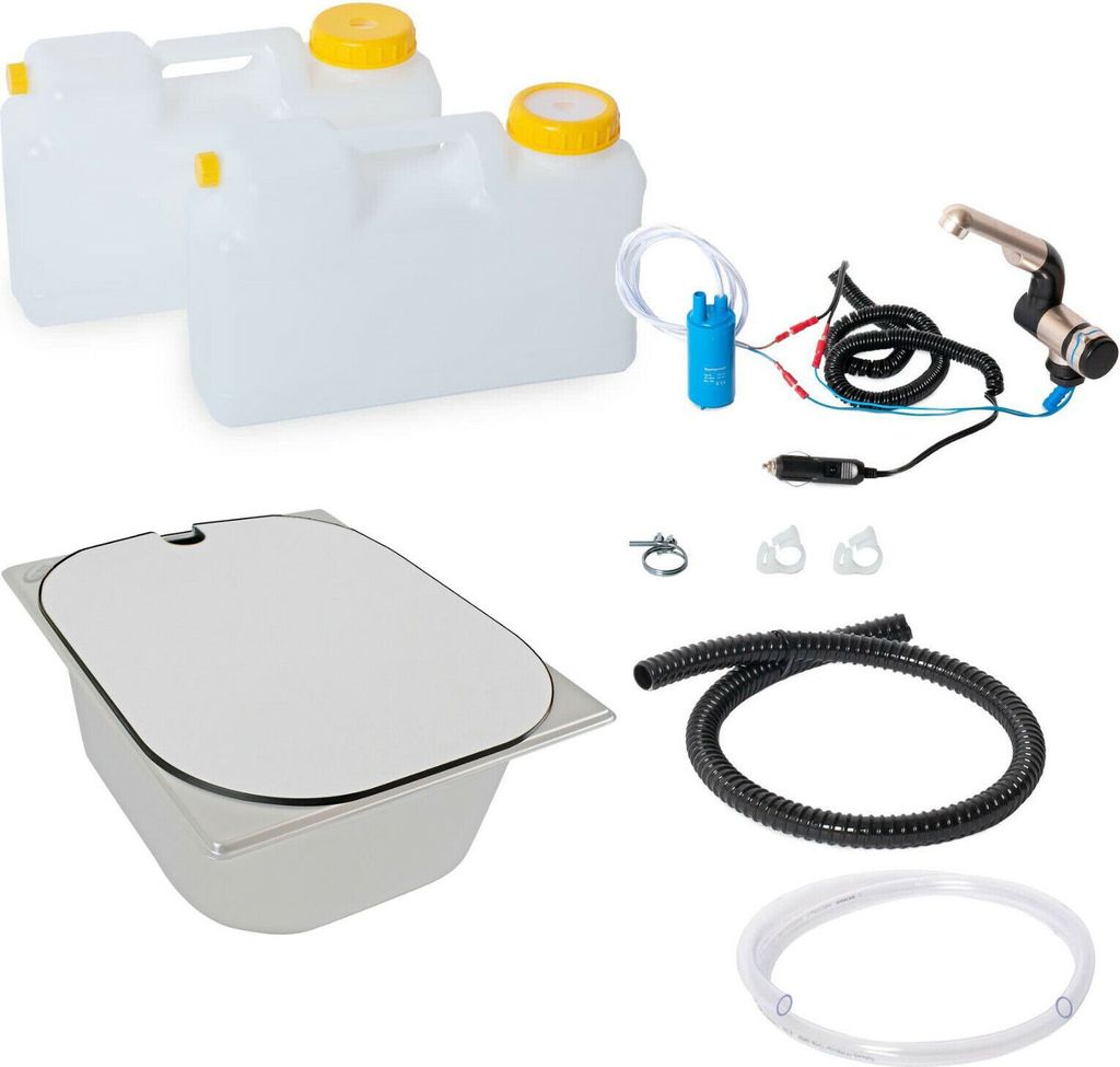 12V Camping Spüle Technik Waschbecken Bausatz Spülbecken 325x265x100mm Ablage