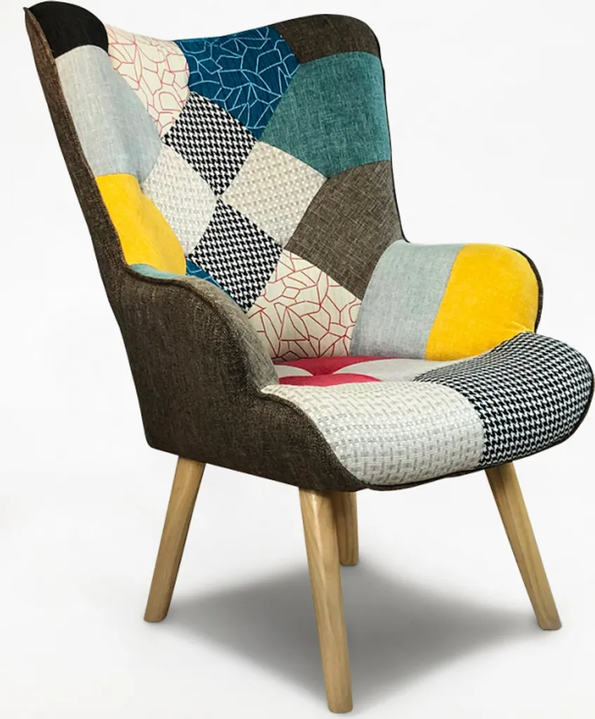 Fauteuil Patchwork Design Patchy Chic - Assise Ergonomique et Tissu Coloré - 4