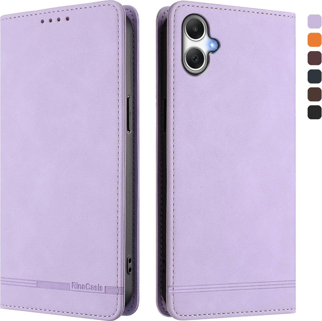 Hülle für Samsung Galaxy A07 4G, Retro Kunstleder Ständer Klapphülle mit Kartenfächer und Magnetische Violett