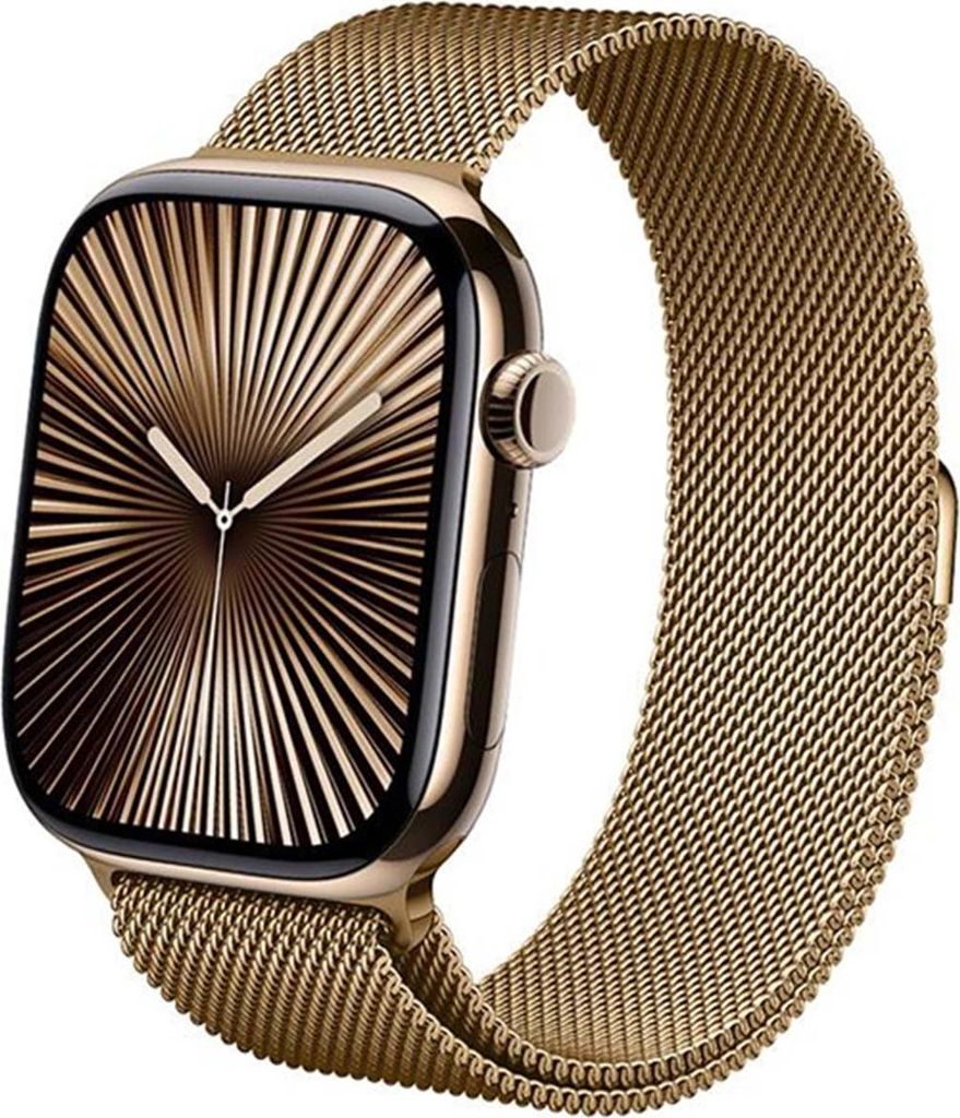 Crong, Armband Apple Watch 44/45/46/49mm Milanese Magnetisch, Gold