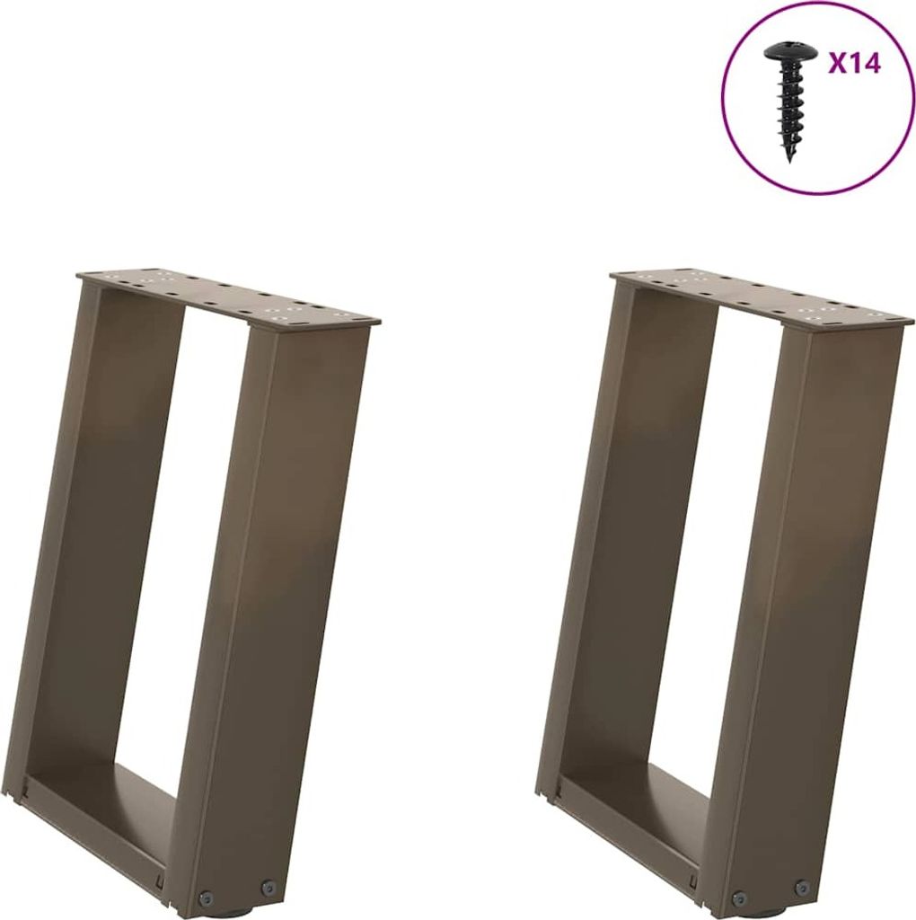 Couchtischbeine U-Form 2 Stk. Naturstahl 38x(42-43) cm Stahl
