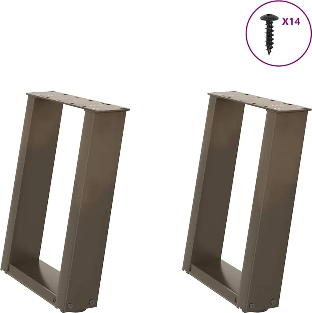 Set 2 Gambe per Tavolino DIY 38x43 cm - Acciaio Naturale a U