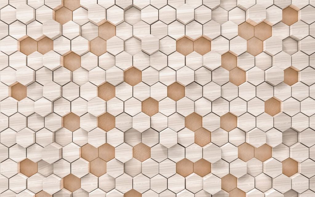 Sanders & Sanders Fototapete Hexagon Beige und Sandbraun 400 x 250 cm