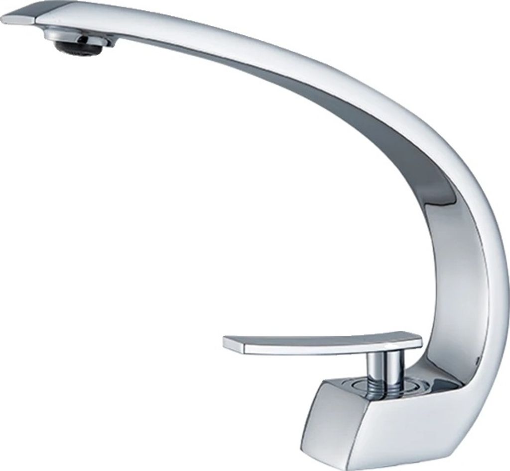 Waschbeckenarmatur, elegantes Bogen-Design, Einhebelbedienung, Chrom